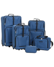 Ensemble de bagages de voyage bleu tissu | Mobilier & Déco