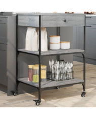 Chariot de cuisine sonoma gris 60x48x89,5 cm bois d'ingénierie | Mobilier & Déco