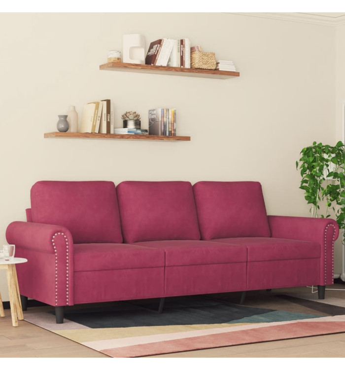 Canapé à 3 places Rouge bordeaux 180 cm Velours | Mobilier & Déco