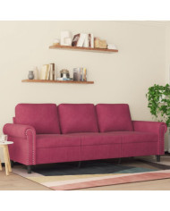 Canapé à 3 places Rouge bordeaux 180 cm Velours | Mobilier & Déco