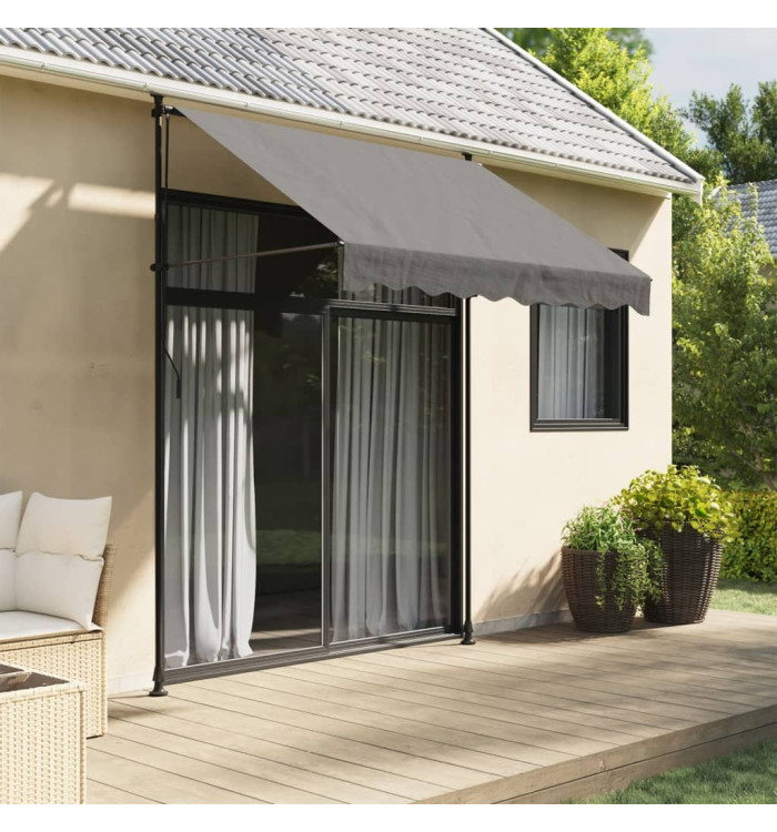 Auvent rétractable anthracite 200x150 m tissu et acier | Mobilier & Déco