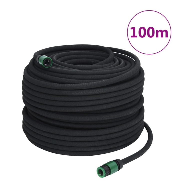 Tuyau d'arrosage de jardin noir 0,6" 100 m caoutchouc | Mobilier & Déco