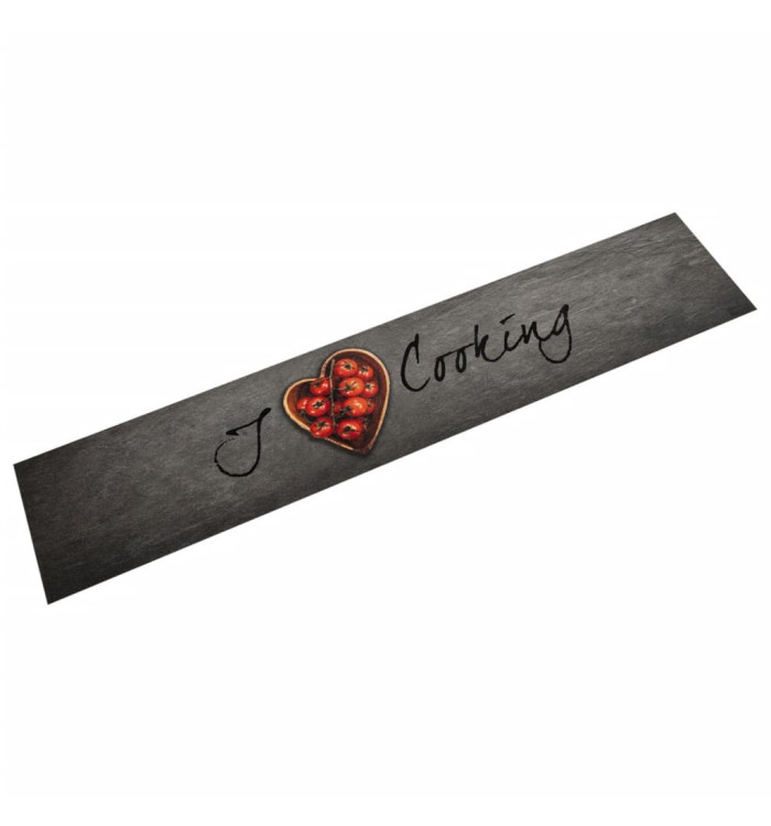 Tapis de cuisine lavable texte Cooking 60x300 cm velours | Mobilier & Déco