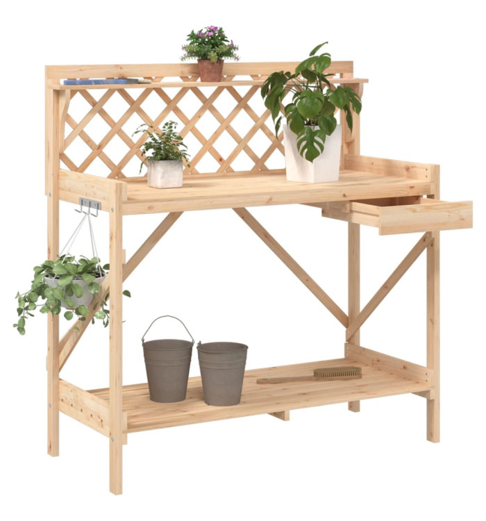 Banc de rempotage avec treillis bois massif de sapin | Mobilier & Déco