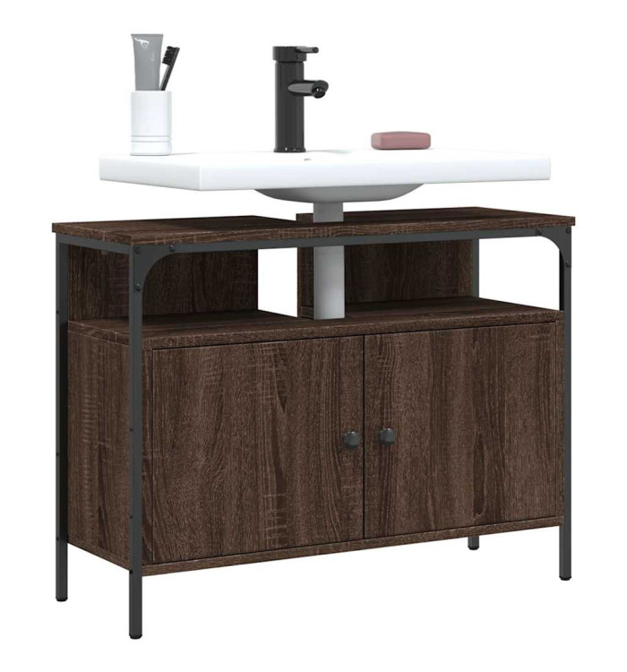 Armoire lavabo de salle de bain chêne marron 80x30x60 cm | Mobilier & Déco