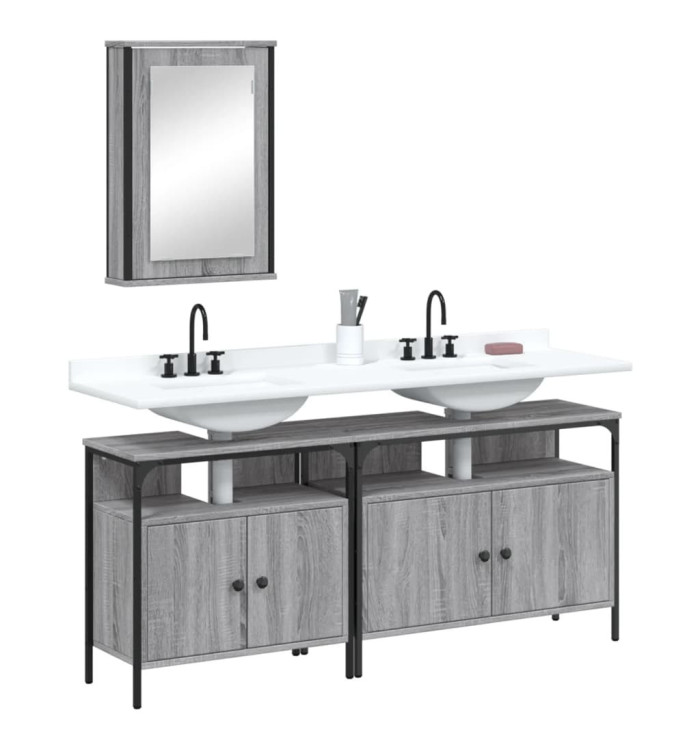 Ensemble de meubles de salle de bain 3 pcs Sonoma gris | Mobilier & Déco