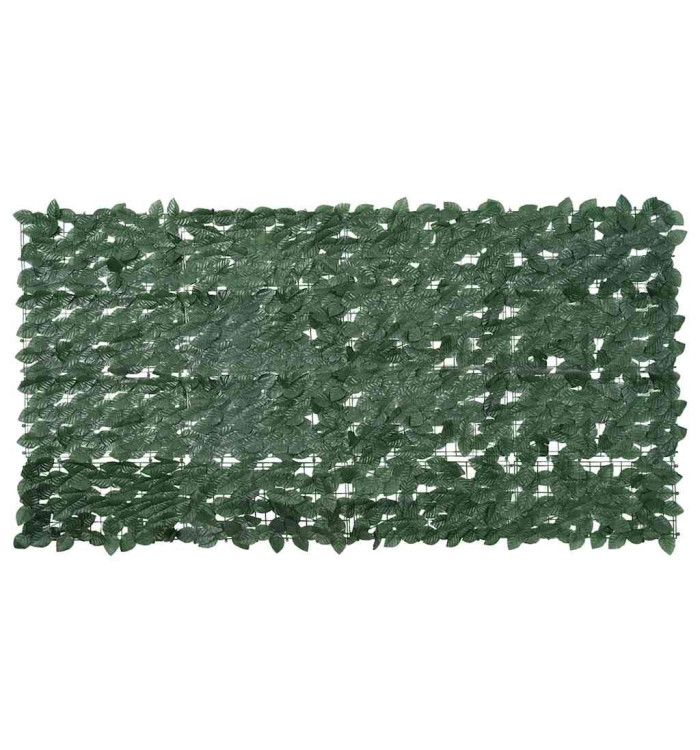 Écran de balcon avec feuilles vert foncé 200x100 cm | Mobilier & Déco