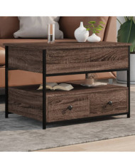 Table basse chêne marron 70x50x50 cm bois d'ingénierie et métal | Mobilier & Déco