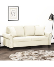 Canapé 2 places avec oreillers décoratifs crème 140 cm velours | Mobilier & Déco