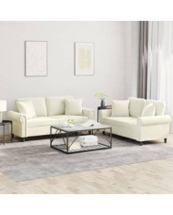 Ensemble de canapés 2 pcs avec coussins crème velours | Mobilier & Déco