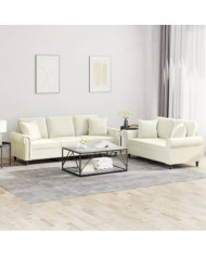 Ensemble de canapés 2 pcs avec coussins crème velours | Mobilier & Déco