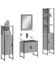 Ensemble d'armoires de salle de bain 4 pcs sonoma gris | Mobilier & Déco