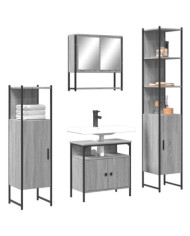 Ensemble de meubles de salle de bain 4 pcs Sonoma gris | Mobilier & Déco