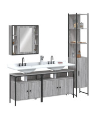 Ensemble d'armoires de salle de bain 4 pcs sonoma gris | Mobilier & Déco