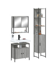 Ensemble de meubles de salle de bain 3 pcs Sonoma gris | Mobilier & Déco