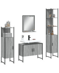 Ensemble d'armoires de salle de bain 4 pcs sonoma gris | Mobilier & Déco