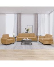 Ensemble de canapés 3 pcs avec coussins Marron Velours | Mobilier & Déco