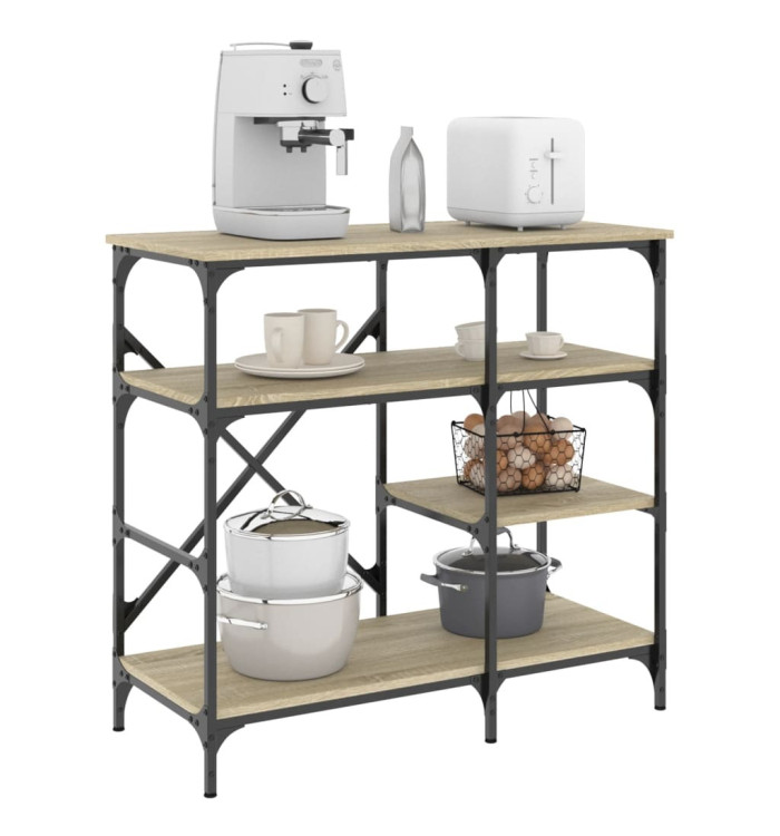 Support de boulanger chêne sonoma bois d’ingénierie et métal | Mobilier & Déco