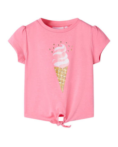 T-shirt pour enfants rose fluo vif 128 | Mobilier & Déco
