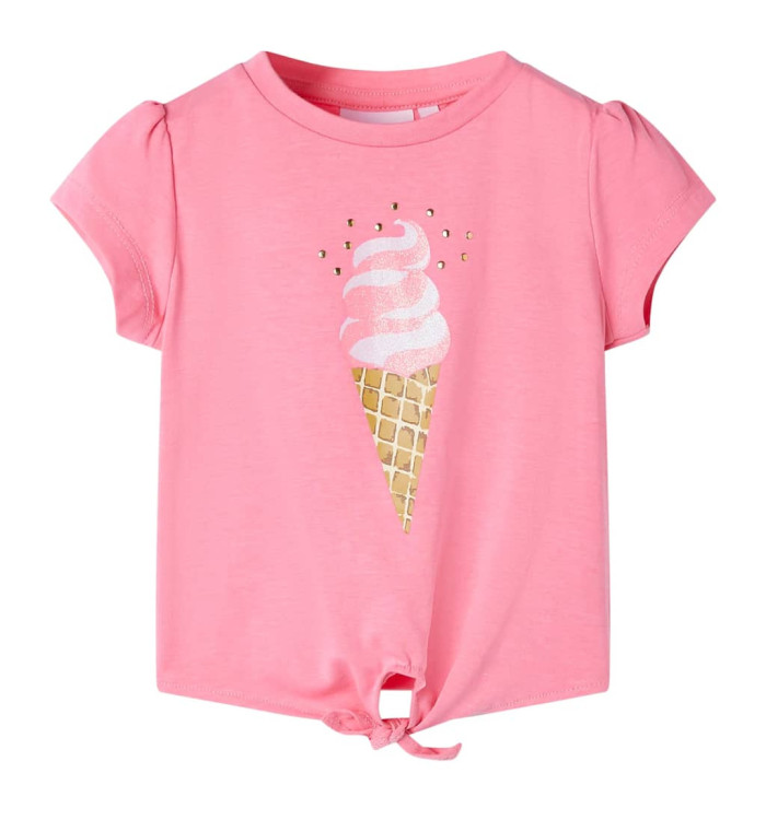 T-shirt pour enfants rose fluo vif 128 | Mobilier & Déco