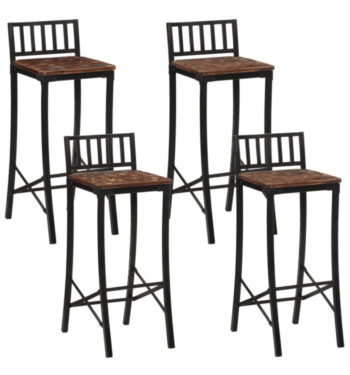 Chaises de bar lot de 4 bois de récupération massif | Mobilier & Déco