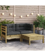 Canapé de jardin avec coussins et repose-pied 2 places | Mobilier & Déco
