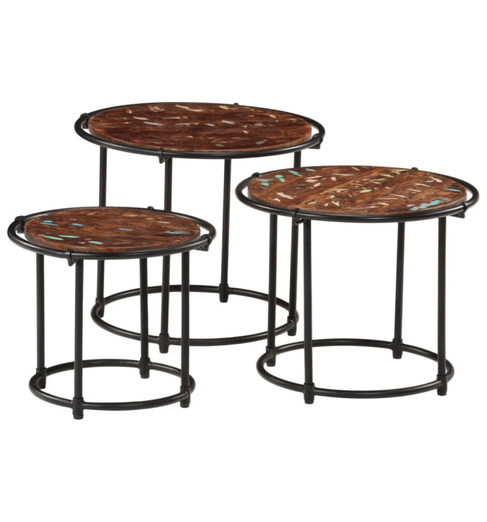 Tables gigognes 3 pcs bois massif de récupération | Mobilier & Déco