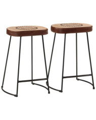 Tabourets de bar lot de 2 marron foncé 41x29x62 cm | Mobilier & Déco