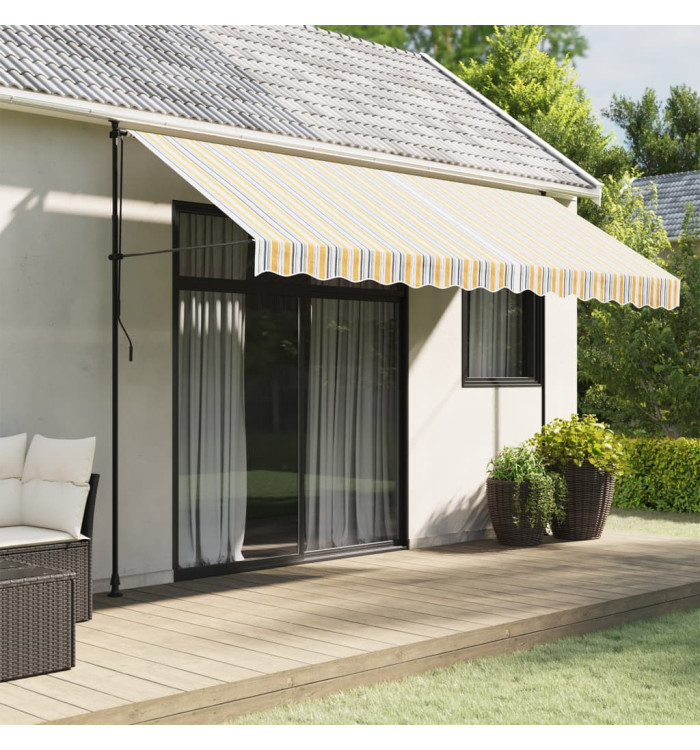 Tissu de remplacement pour auvent rayures multicolores 4x3 m | Mobilier & Déco