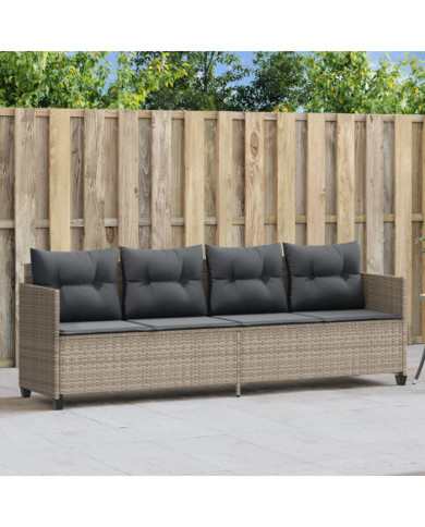 Chaise longue avec coussins gris clair résine tressée | Mobilier & Déco