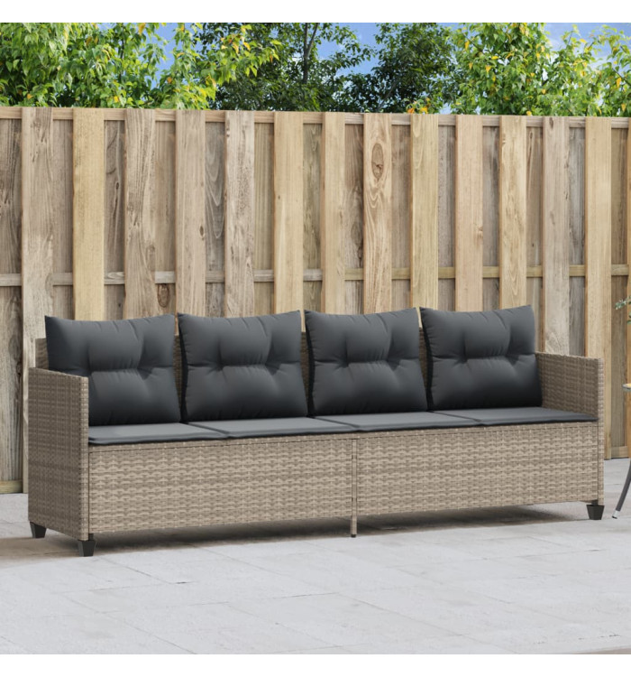 Chaise longue avec coussins gris clair résine tressée | Mobilier & Déco