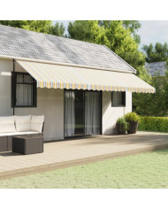 Tissu de remplacement pour auvent rayures multicolores 6x3 m | Mobilier & Déco