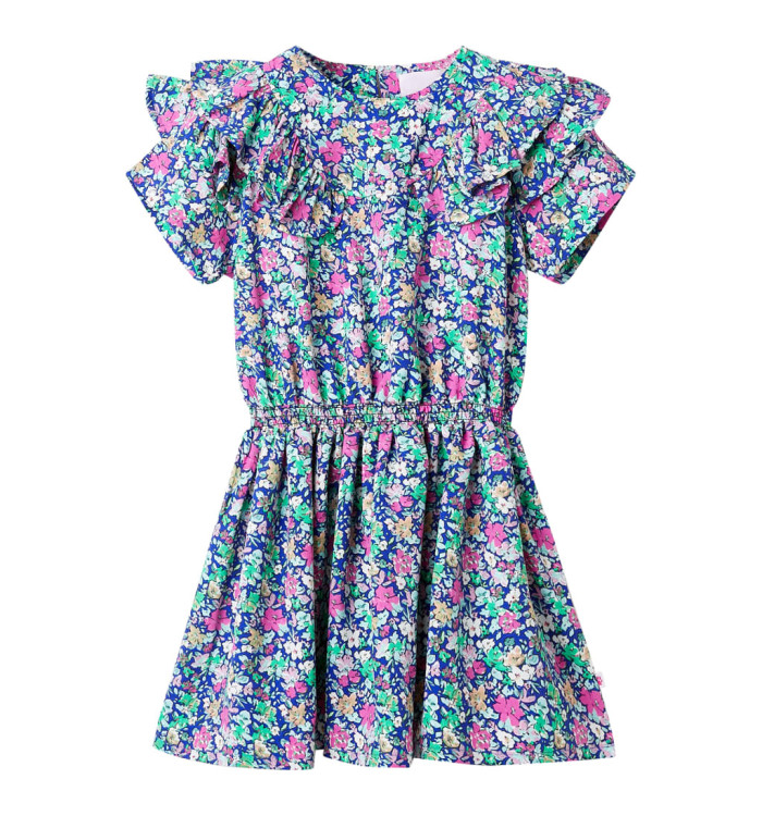 Robe pour enfants à manches à volants bleu cobalt 92 | Mobilier & Déco