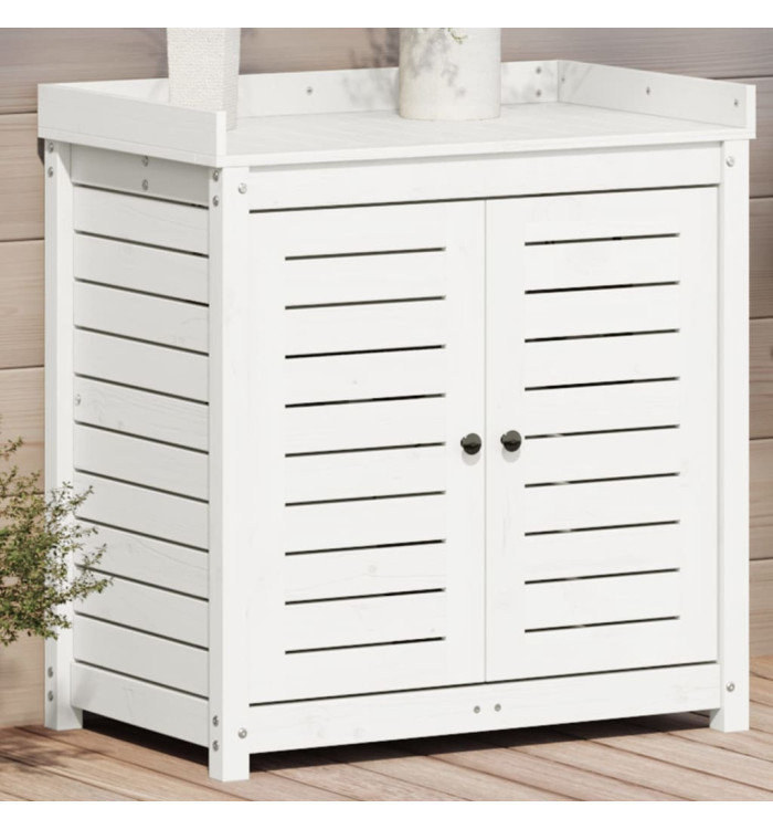 Table de rempotage avec étagères blanc bois massif de pin | Mobilier & Déco