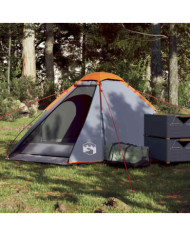 Tente de camping à dôme 2 personnes gris et orange imperméable | Mobilier & Déco