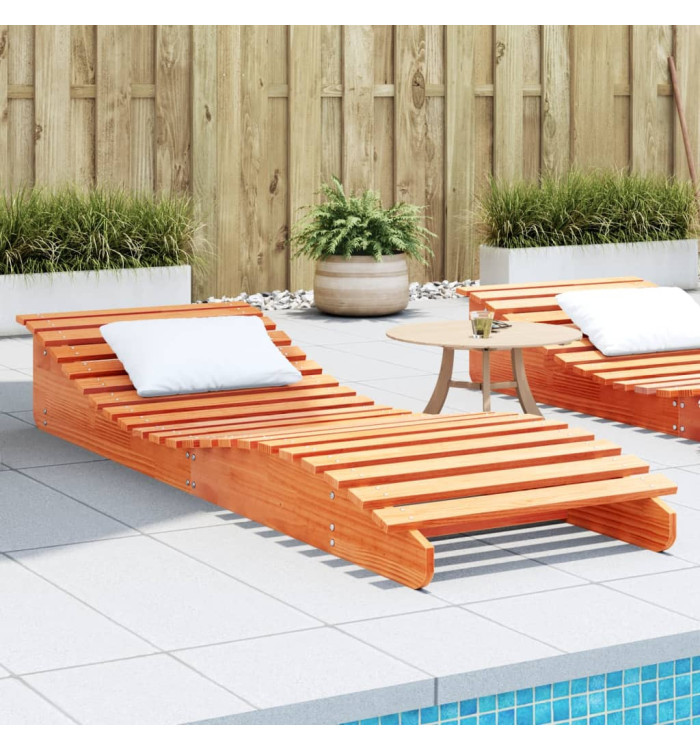 Chaise longue cire marron 205x70x31,5 cm bois massif de pin | Mobilier & Déco