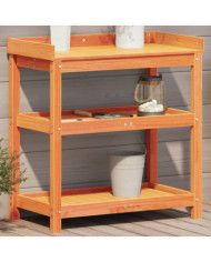 Table de rempotage avec étagères marron bois massif de pin | Mobilier & Déco