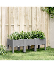 Jardinière avec pieds gris clair 120x40x42 cm PP | Mobilier & Déco