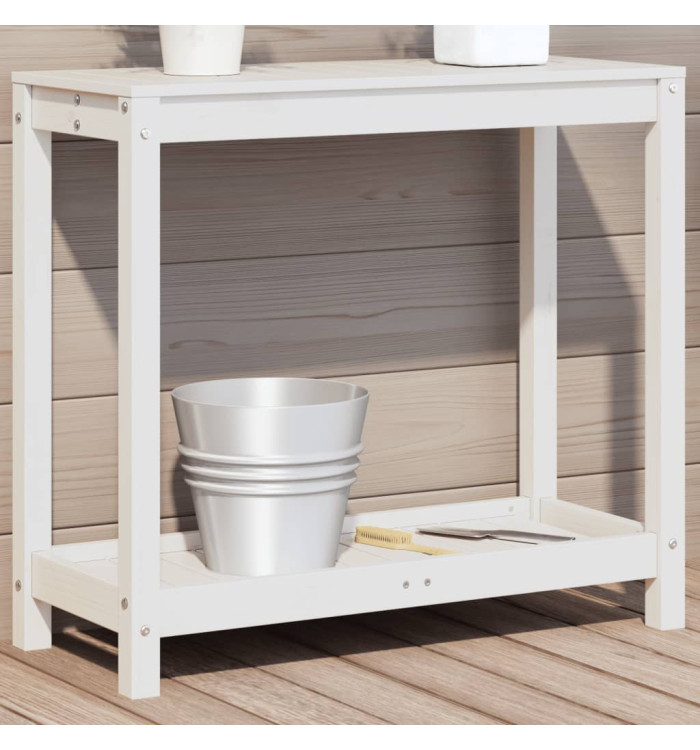 Table de rempotage avec étagère blanc 82,5x35x75 cm massif pin | Mobilier & Déco