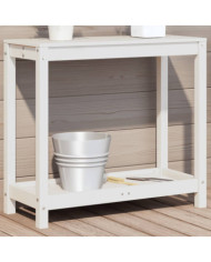 Table de rempotage avec étagère blanc 82,5x35x75 cm massif pin | Mobilier & Déco