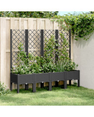 Jardinière avec treillis noir 160x40x142 cm PP | Mobilier & Déco