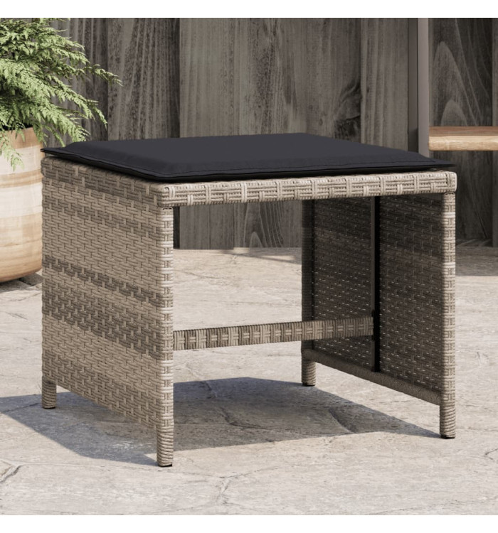 Tabourets de jardin et coussins lot de 4 gris clair 41x41x36 cm | Mobilier & Déco