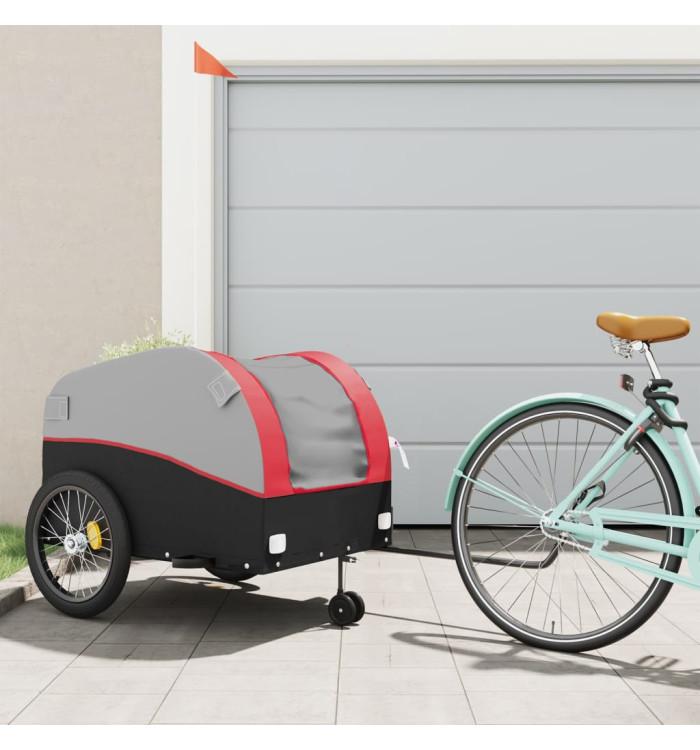 Remorque de vélo noir et rouge 45 kg fer | Mobilier & Déco