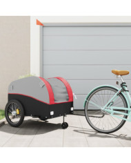 Remorque de vélo noir et rouge 45 kg fer | Mobilier & Déco