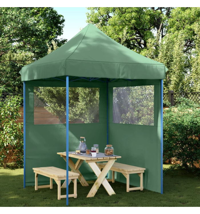 Tente de réception pliable escamotable 2 parois latérales vert | Mobilier & Déco
