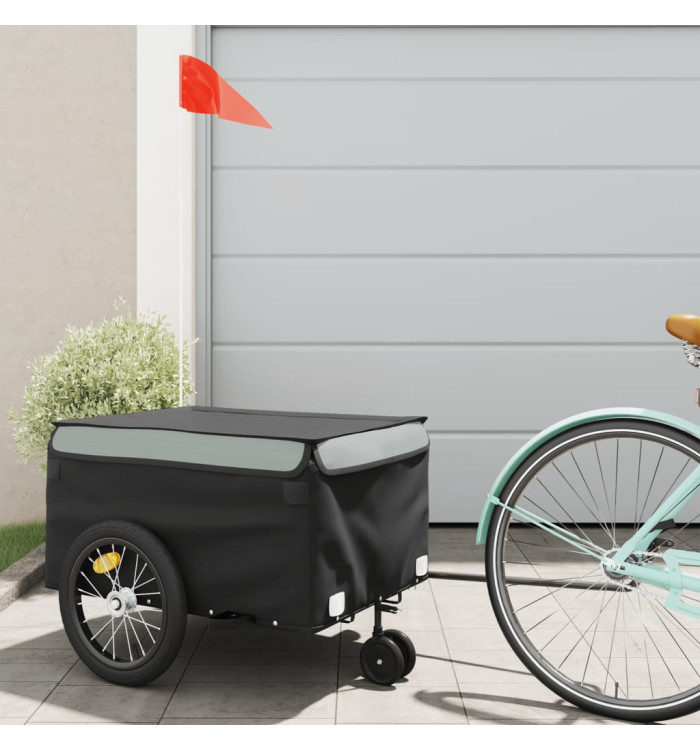 Remorque de vélo noir et gris 45 kg fer | Mobilier & Déco