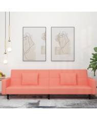 Canapé-lit à 2 places avec deux oreillers Rose Velours | Mobilier & Déco