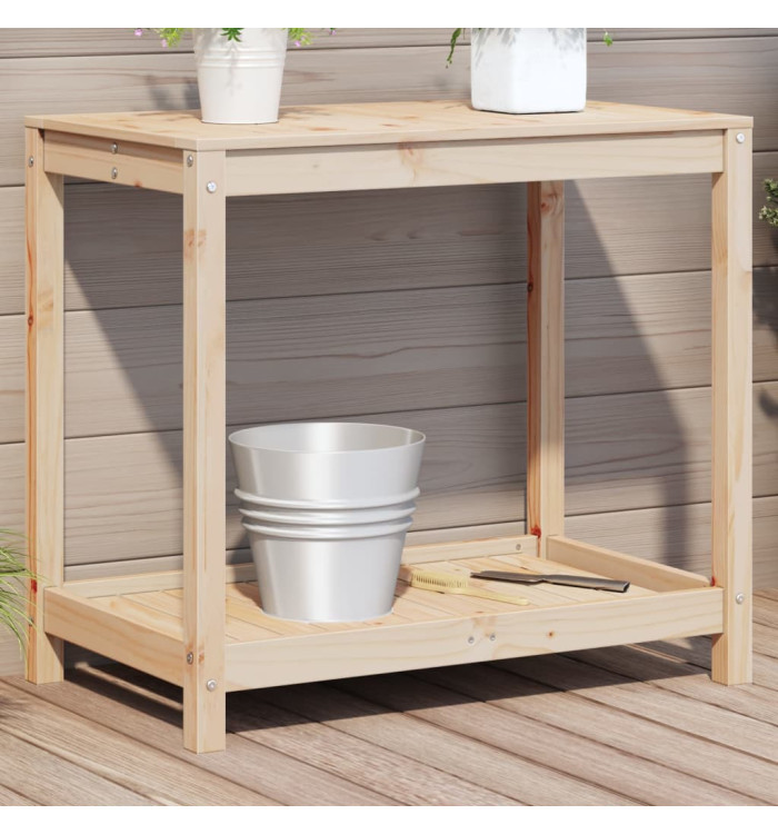 Table de rempotage avec étagère 82,5x50x75cm bois massif de pin | Mobilier & Déco