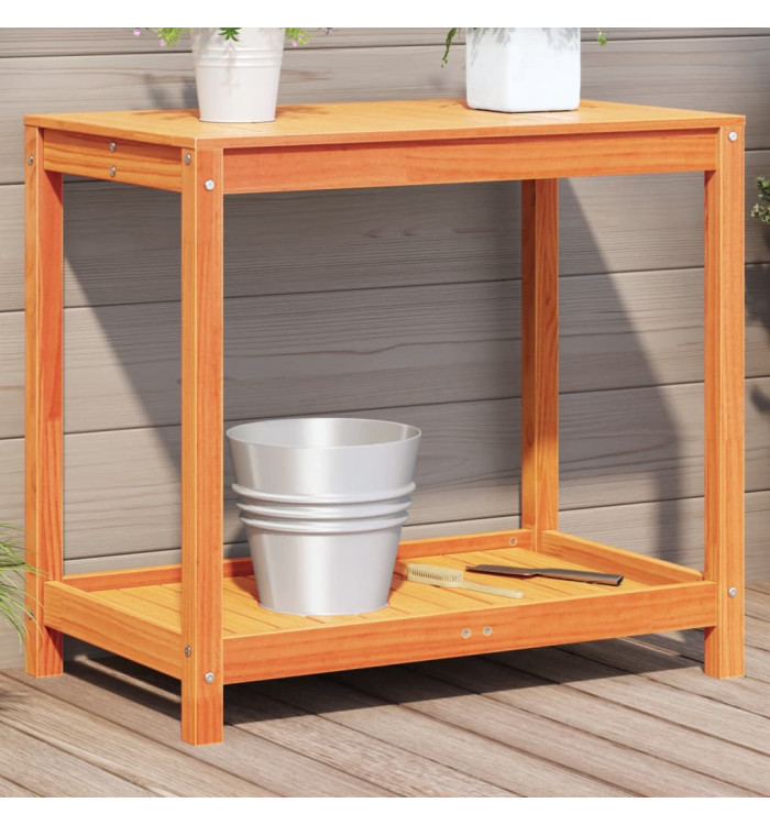 Table de rempotage avec étagère cire marron bois massif de pin | Mobilier & Déco