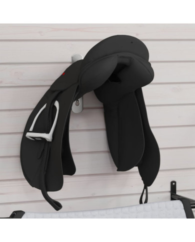 Porte-selle avec crochet de bride à un bras pliable noir fer | Mobilier & Déco